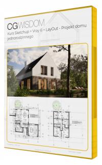 KURS ONLINE SKETCHUP + VRAY + LAYOUT - PROJEKT DOMU JEDNORODZINNEGO 1 PC / licencja wieczysta ESD