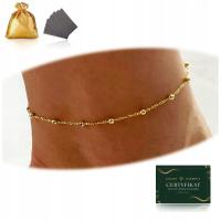 ZŁOTA BRANSOLETKA NA NOGĘ Z KULECZKAMI, KULKI PRÓBA 925 POZŁACANA REGULACJA