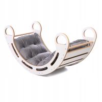 Качалка белая 85 см велюровая подушка серая 85 см