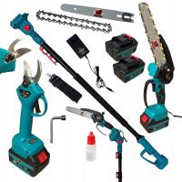 Zestaw Piła Łańcuchowa i Sekator Akumulatorowy Teleskopowy Do Gałęzi 2 AKU