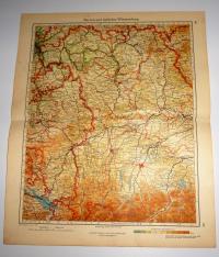 MAPA BAWARIA I WIRTEMBERGIA 1934 Minerva Atlas