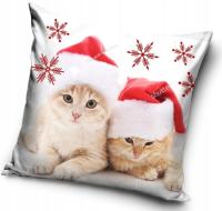 POSZEWKA 40x40 świąteczna KOTKI DWA prezent W05C