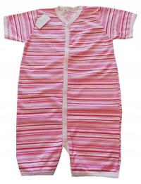 Rampers niemowlęcy Pajac letni paski różowe 56cm