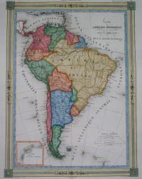 1843 oryginał MAPA AMERYKA POŁUDNIOWA PERU BOLIWIA ARGENTYNA CHILE ŁADNA