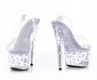 Каблуки эротические на платформе бриллианты стеклянные туфли для танцев на шесте 17 см р. 41