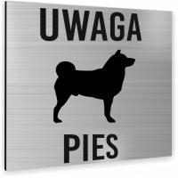 Tabliczka UWAGA PIES TEKST NAPIS Tablica nierdzewna PIKTOGRAM ALUMINIUM