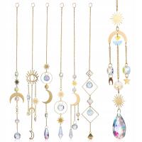 7 SZTUK ŁAPACZ SŁOŃCA GWIAZDA KSIĘŻYCA KRYSZTAŁOWY DZWONEK WIETRZNY WISZĄCA DEKORACJA NA ŚCIANĘ W