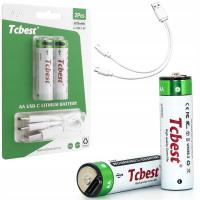 2x Baterie Akumulatorki Paluszki AA R6 4070mWh 1.5V z portem USB-C + Kabel