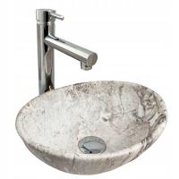 UMYWALKA nablatowa MINI mała WĄSKA MARMUR szary kamień 34x27x12 na blat