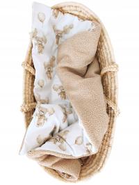 Ciepły kocyk zimowy do wózka,łóżeczka boucle/miś 75x100,beżowe misie