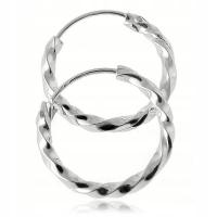 Małe modne kolczyki srebrne skręcane koła kręcone twisted 1,5 cm