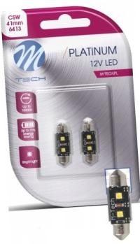 M-Tech ŻARÓWKA LED 12V C5W 3W 41MM 2X LED CANBUS WHITE BIAŁA