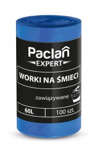 Worki Na Śmieci PACLAN Zawiązywane Z Uszami Niebieskie 60 L 100 szt