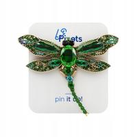 PINETS broszka WAŻKA kolor zielony z cyrkoniami ORYGINALNA