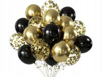 Balony bukiet balonów - Czarne, Złote, z Konfetti 26 szt mix kolorów Congee