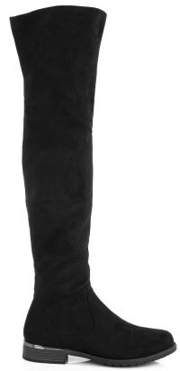 9078 ЧЕРНЫЕ САПОГИ ВЫШЕ КОЛЕНА ЗАМША ВЫСОКИЙ КЛАССИЧЕСКИЙ ПЛОСКИЙ КАБЛУК