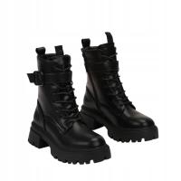 Czarne Botki Workery z Paskiem Wokół Cholewki Vices 2324b