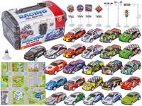 AUTA RESORAKI 25 SZT. SAMOCHODY W KUFERKU + PODKŁADKA + AKCESORIA, ZESTAW S