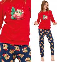 Piżama świąteczna dziewczęca Cornette 592/186 Teddy r. 146/152 misie nadruk