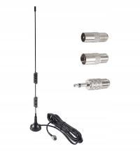 UNIWERSALNA RADIOWA ANTENA FM DO KIN DOMOWYCH 300 CM +4 ADAPTERY +MAGNES