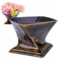 DONICZKI NA CMENTARZ NISKIE WAZONY NA KWIATY STROIKI CZARNA ZŁOTA 22cm