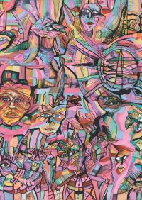 Плакат 50 см x 70 см (B2), созданный человеком с шизофренией-цвета 3