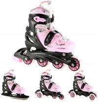Rolki Łyżworolki dla Dziewczynki Damskie 31-34 Regulowane 4w1 Dziecięce Róż