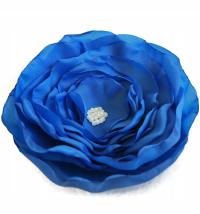 Niebieska broszka duża na lato kwiat 12cm, ciemno niebieska, chabrowa, ślub