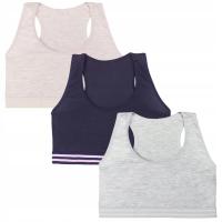 3-pak Biustonosz stanik top dziewczęcy Top sportowy dla dziewczynki 134