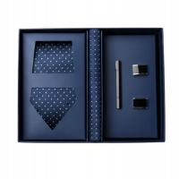 ZESTAW PREZENTOWY KRAWAT POSZETKA SPINKI DO MANKIETU I KRAWATA ELEGANCKI