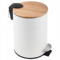 Kosz na śmieci łazienkowy biały mały śmietnik z pedałem loft bambus YOKA