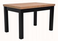nowoczesny DREWNIANY stół rozkładany 80x120/160 grube nogi czarne blat DĄB