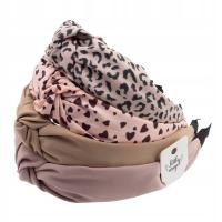 Набор из 4 широких полос для волос с узлом пастельные розовые сердечки