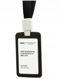 Identyfikator etui holder na kartę ze smyczą wysuwaną dla firmy CZARNY