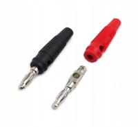 Wtyk bananowy z gniazdem czarny+czerwony