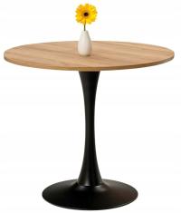 Stół Tulip Okrągły 100 cm / KOLOR Dąb / Czarny Nowoczesny Obiadowy