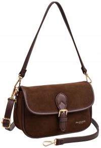 FLORA&CO PARIS TOREBKA damska LISTONOSZKA casual boho ZAMSZ CZEKOLADA