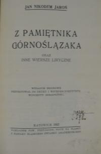 Z pamiętnika Górnoślązaka Jan Nikodem Jaroń 1932r