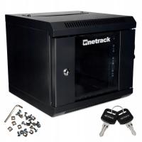 Szafa wisząca Rack 10'', Netrack, 4U, 300 mm, czarna, drzwi szklane