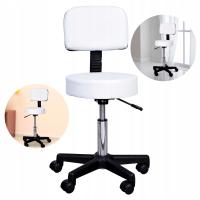 Krzesło Hoker Kosmetyczny Stołek Regulowany Biały