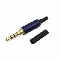 Blue-Black Tail no Clip1Set 3.5mm Audio Plug 3.5 4Pole Male Stereo Jac Plug