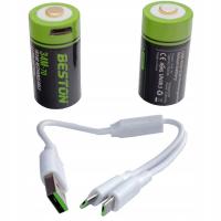 2x bateria akumulatorek CR 123 a 3.0V 700mah usb RCR 16340 Lithium + kabel