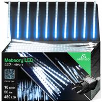 LAMPKI ZEWNĘTRZNE SOPLE LED 480 50CM x10 PADAJĄCY ŚNIEG METEORY KURTYNA