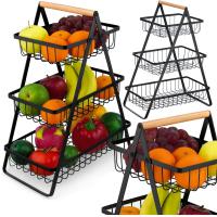 KOSZYK PATERA ORGANIZER NA OWOCE STOJAK PIĘTROWY METALOWY 33 X 47 CM