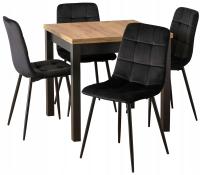 Набор столов 80x160 с 4 велюровыми стульями для гостиной, столовой, лофта