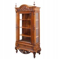 Serwantka WITRYNA orzechowa nóżki BIBLIOTECZKA 192 cm 3 półki SZUFLADA