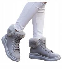 Botki dziewczęce grubo ocieplone zimowe buty trampki Sznurowane 12697 35