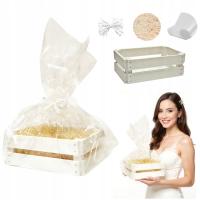 KOSZ Prezentowy KOSZYK Pusty Skrzynka na Prezent Drewniana Opakowanie BOX