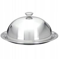 Taca Z KLOSZEM pokrywką stalowa talerz patera do serwowania dań potraw 26cm