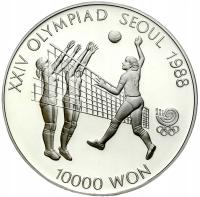 Korea Południowa. 10 000 wonów 1987, Seul 1988, siatkówka – SREBRO